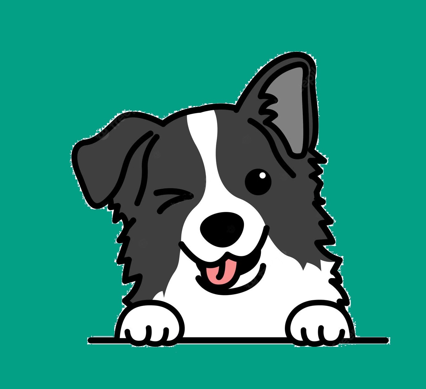 cutest dog logo winking aussie face